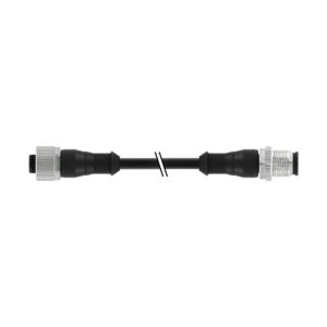 Connection cables quick lock M12+M12 Straight Straight SOCKET + PLUG 4 wires 0.34 mm2 NO LED